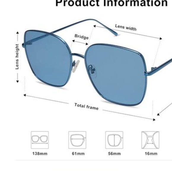 ??Oversized Square Metal Frame Sunglasses for Women Men Flat Mirrored Lens main image 5